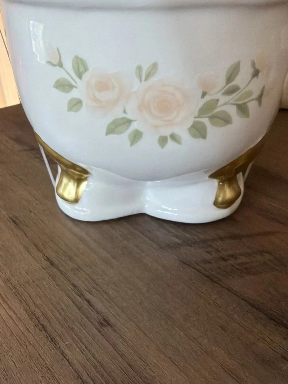 Halloween Vintage-Style Floral Toilet Cookie Jar W Whimsical Ghost & Black Cat